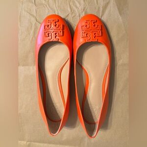 Tory Burch Women's Bright Orange Leather Flats